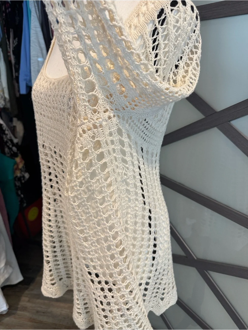 Free People Caught Up Crochet Open-Knit Long Sleeve Top